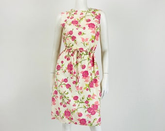 Vintage 60s Cocktail Dress, Pencil Dress, Floral Dress, Spring Dress, Summer Dress, 1960s Clothing, XS Small Size 2 4 US, 6 8 UK Y467