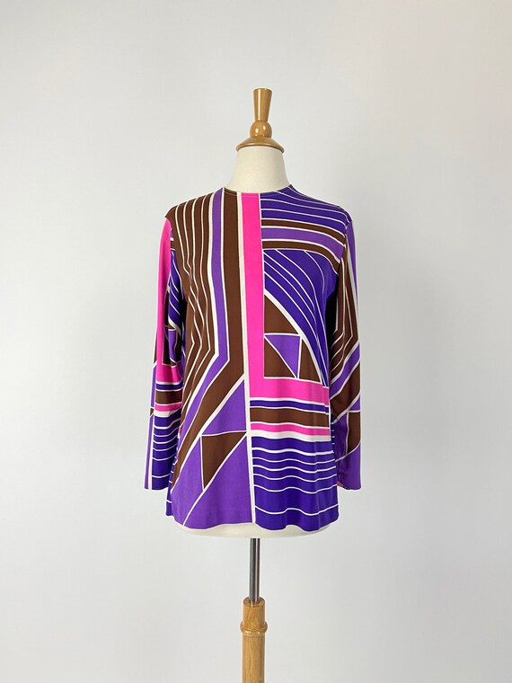 Vintage 60s Mod Geometric Tunic Top, Long Top, 196
