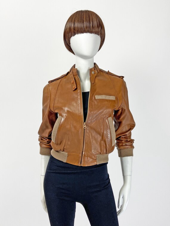 Nappa Leather Jacket women, Leather Bomber 80s Jac