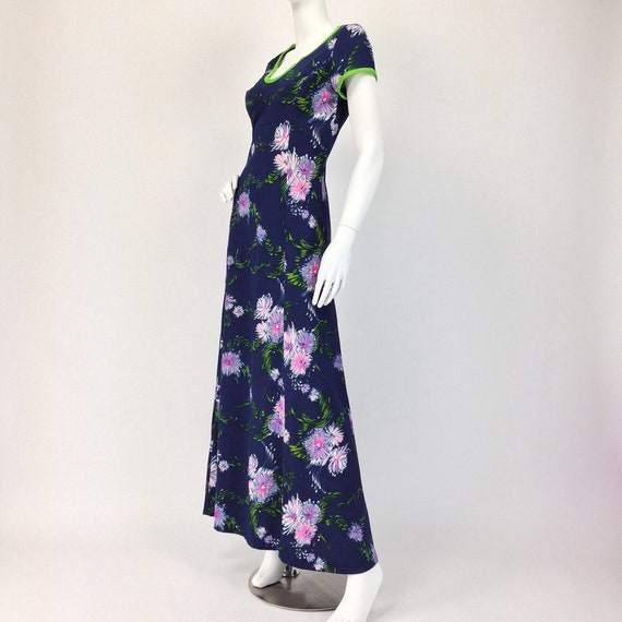 Vintage 70s Maxi Dress, Mod Maxi Dress, Floral Ma… - image 5