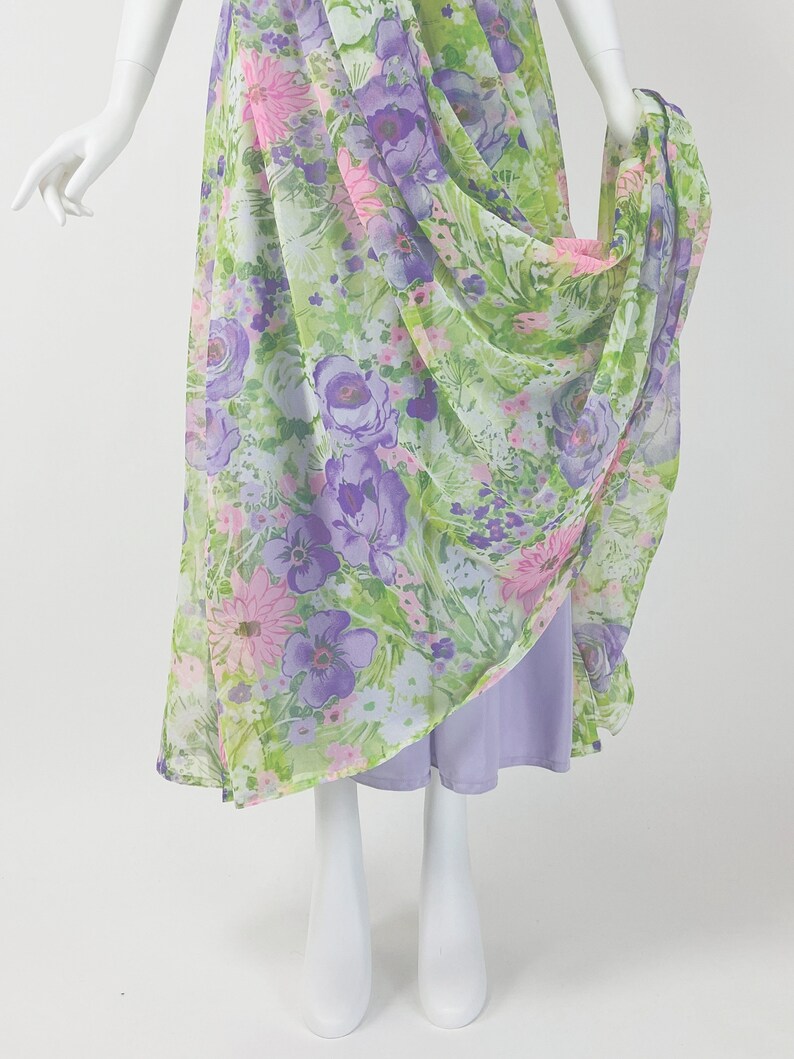 Vintage 70s Maxi Dress Chiffon Maxi Dress Floral Maxi Dress - Etsy