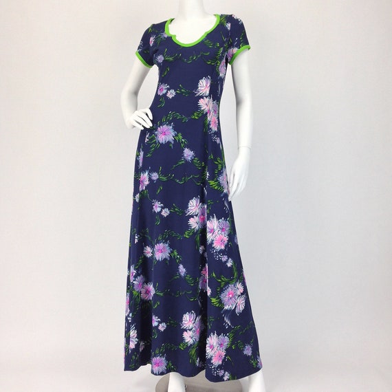 Vintage 70s Maxi Dress, Mod Maxi Dress, Floral Ma… - image 2