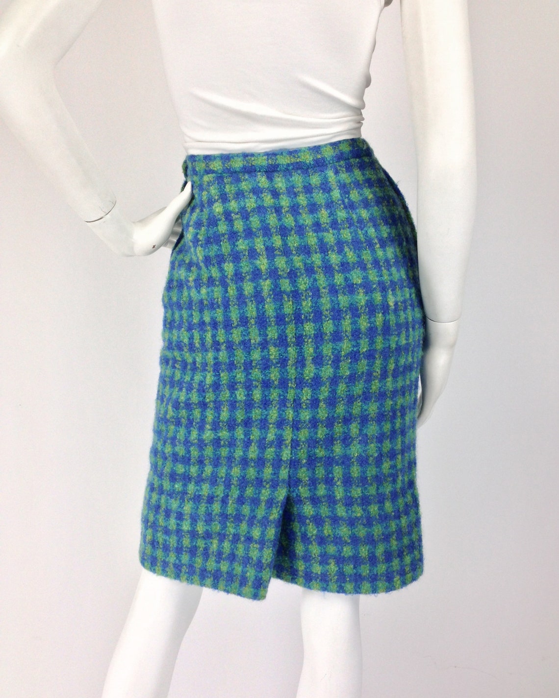 1960s Mod Pencil Skirt Early 60s Wool Skirt Checkerboard Etsy