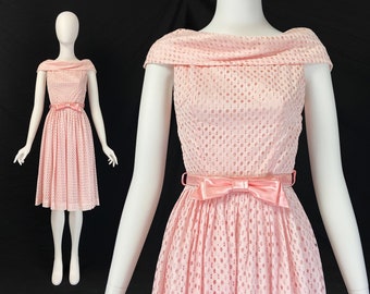 Vintage 60s Party Dress, 60s Cocktail Dress, Full Skirt Dress, Pastel Pink Dress, Pinup Dress, 1960s Clothing, XS Size 0 2 US, 4 6 UK, W350