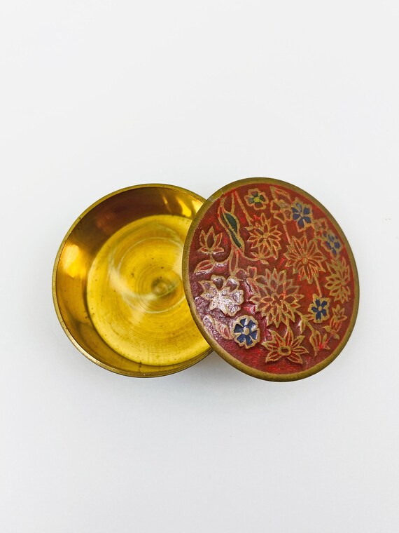 Vintage cloisonne box small round pill box small je gem