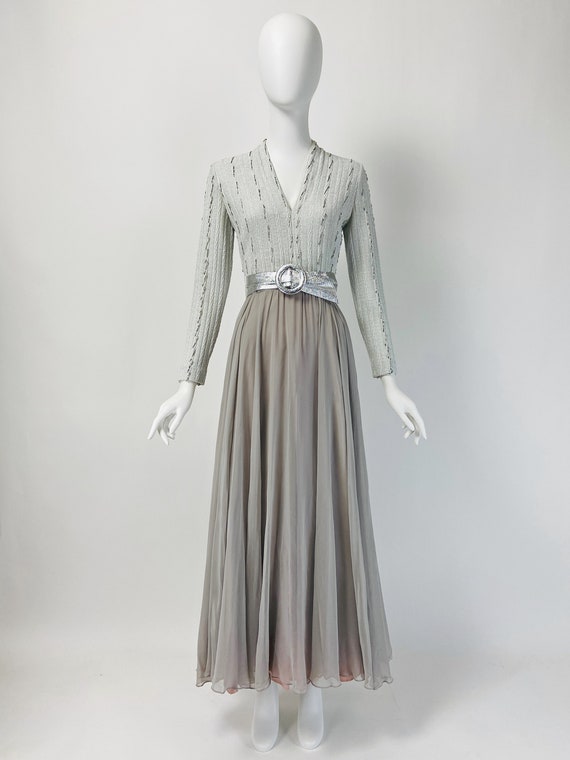 Vintage 70s Evening Gown, Mod Maxi Dress, 60s Max… - image 2