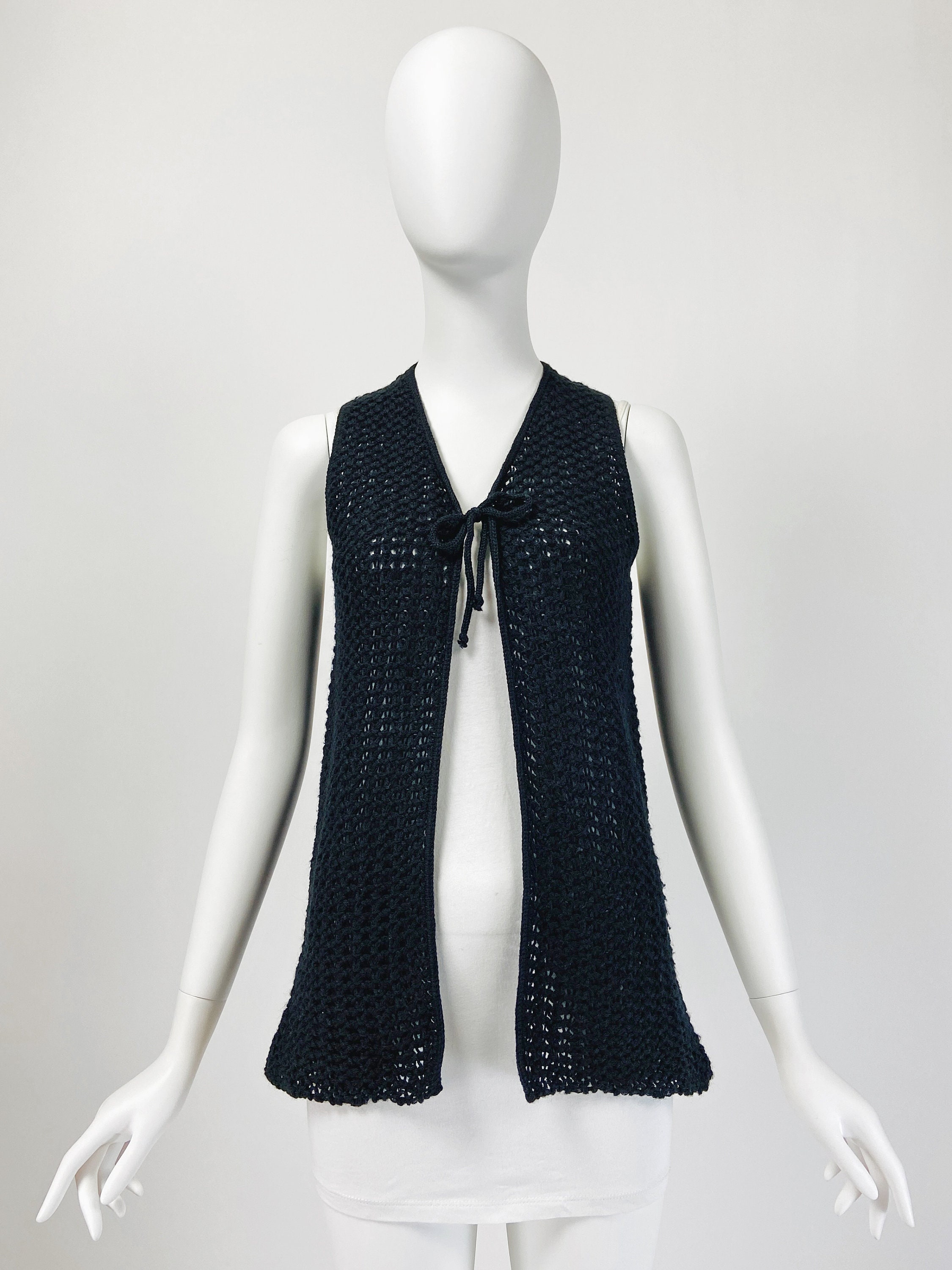 crochet black vest