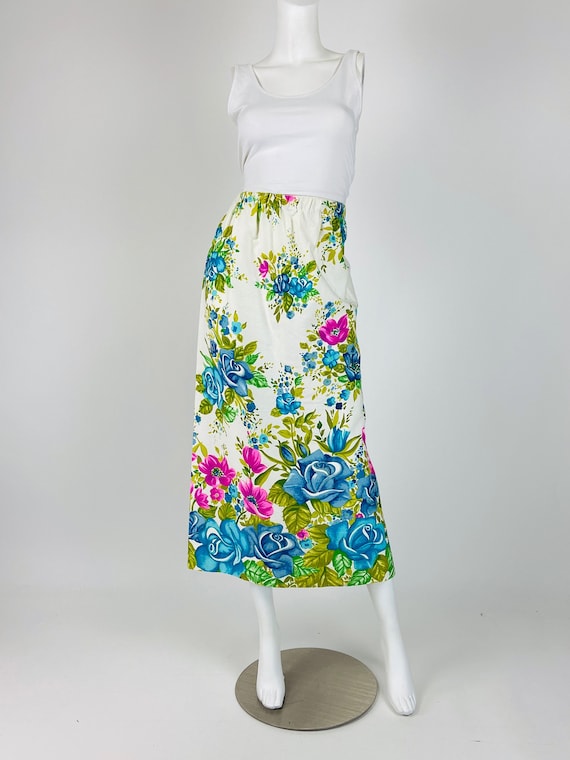 Vintage 60s Hawaiian Maxi Skirt, Floral Maxi Skir… - image 1