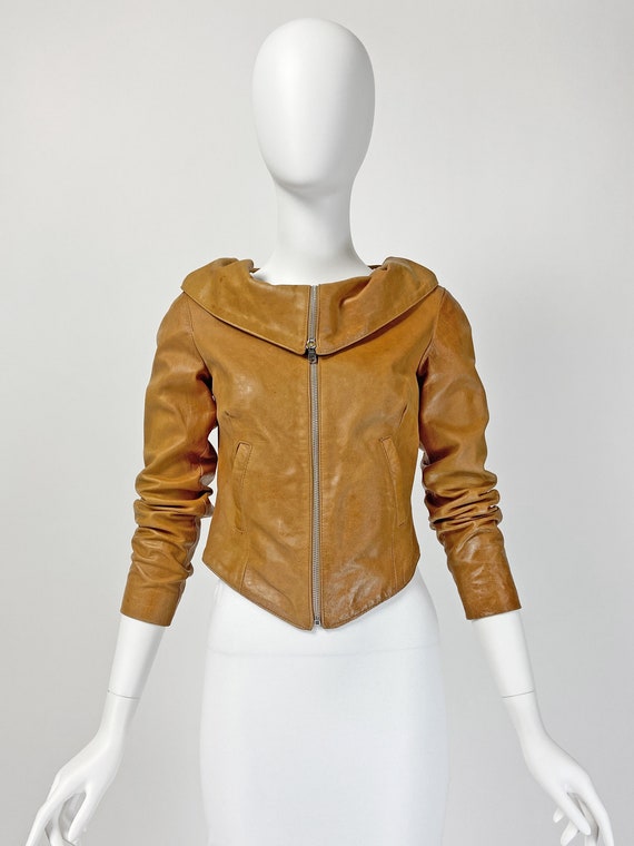 Y2K Leather Jacket Crop Leather Jacket Italian Leather Jacket