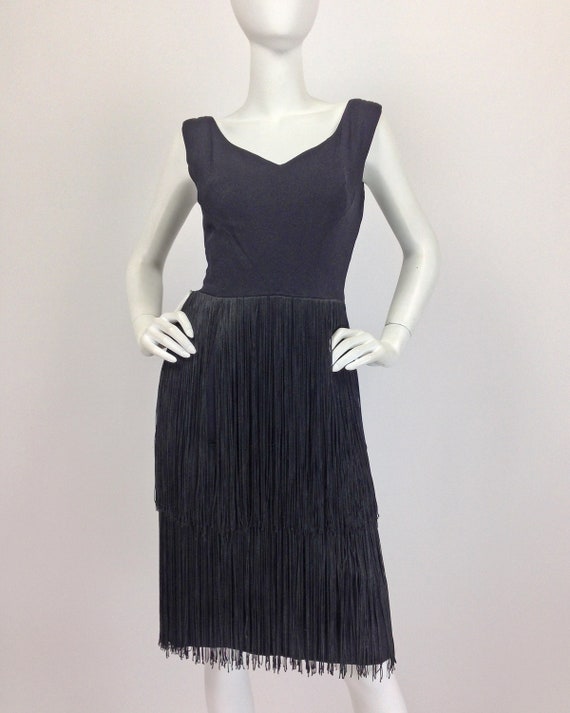 Vintage 60s Fringe Cocktail Dress, Pinup Dress, P… - image 2