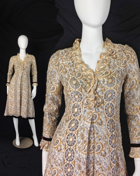 1960s Designer Dress, 60s Evening Dress, Lurex Dre