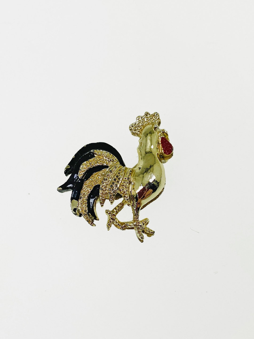 Signed Vintage Gerrys Rooster Brooch, Small Chicken Brooch Pin, Gold
