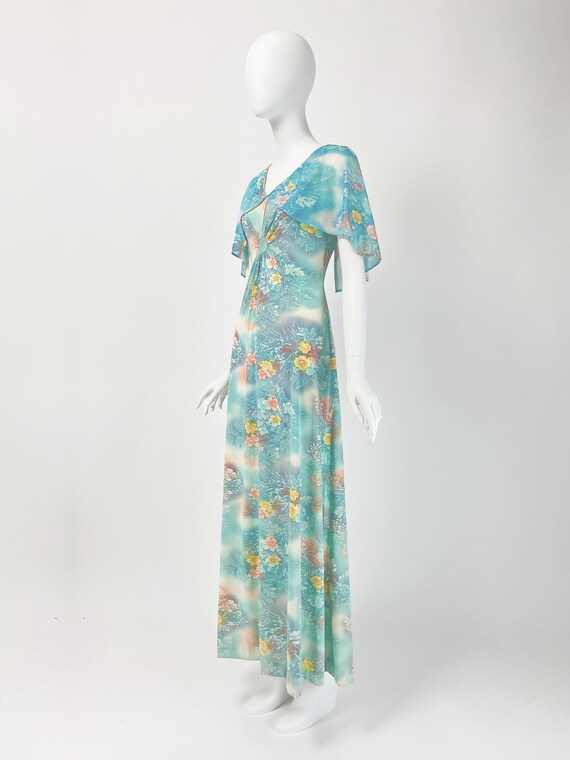 Vintage 70s Maxi Dress, Maxi Dress with Cape, Mod… - image 6