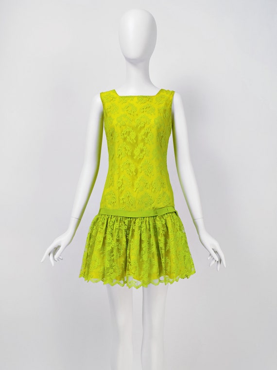 Vintage 1950s Lime Cream WEDDING Prom COCKTAIL Party dress 8 S Xs 50s Full Skirt Mid Century