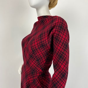 50s Pauline Trigere Dress, Designer Vintage Dress, 50s Wiggle Dress, 1950s Wool Dress, Plaid Dress, XS Small Size 2 4 US, 6 8 UK Y438 image 5