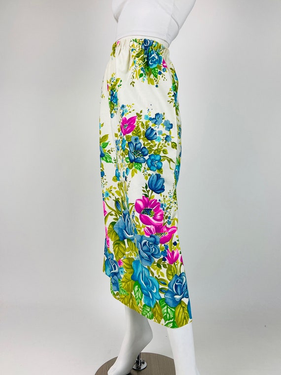 Vintage 60s Hawaiian Maxi Skirt, Floral Maxi Skir… - image 5