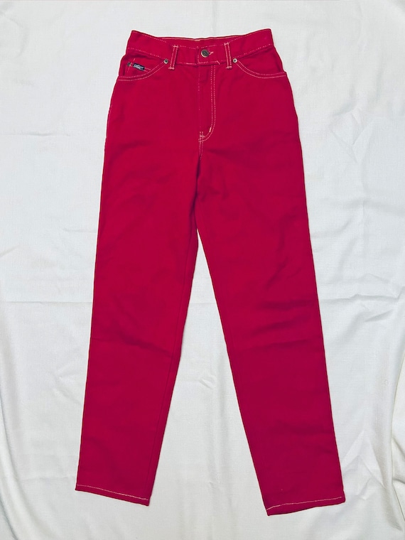 24 Vintage 70s 80s Chic Disco Jeans, Red Jeans, H… - image 5