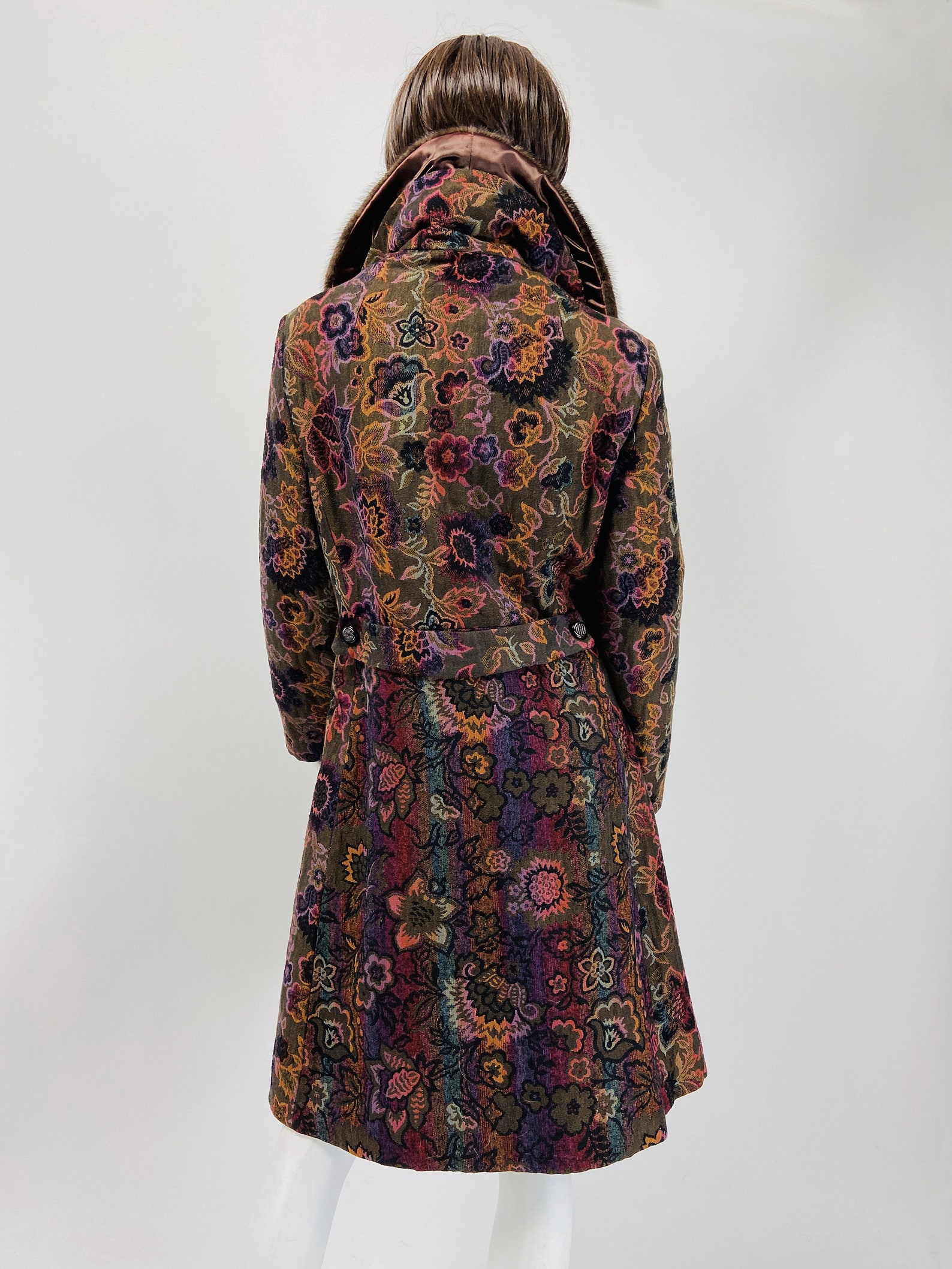 Vintage 60s Mod Coat Tapestry Coat 70s Coat Fur Collar Etsy México