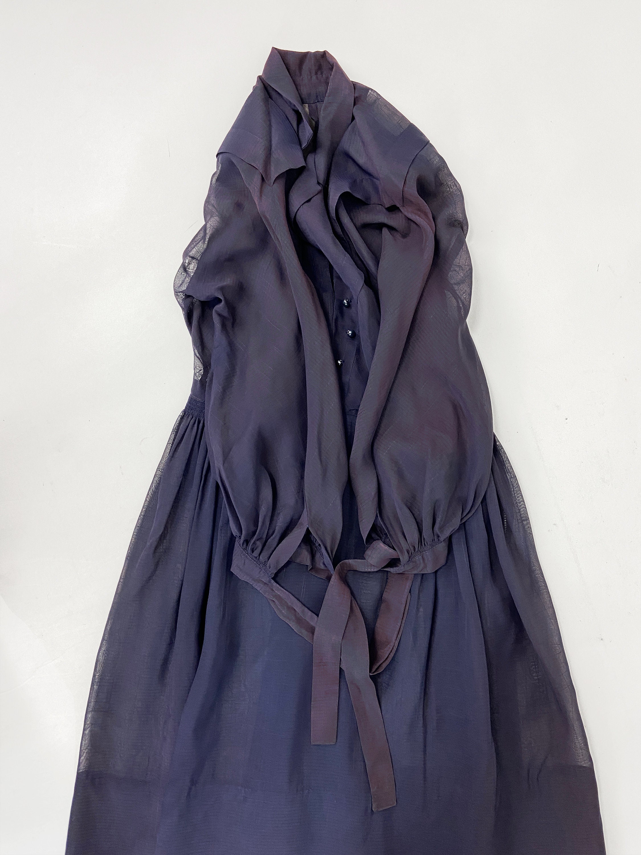 Vintage 40s Sheer Dress Organdy Dress Navy Blue 40s Dress - Etsy