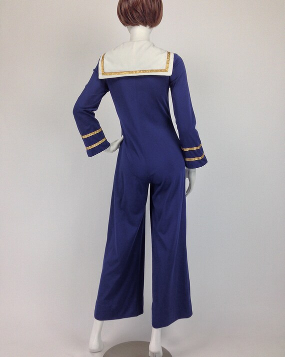 RARE Vintage 70s Jumpsuit, Sailor Jumpsuit, Bell … - image 7