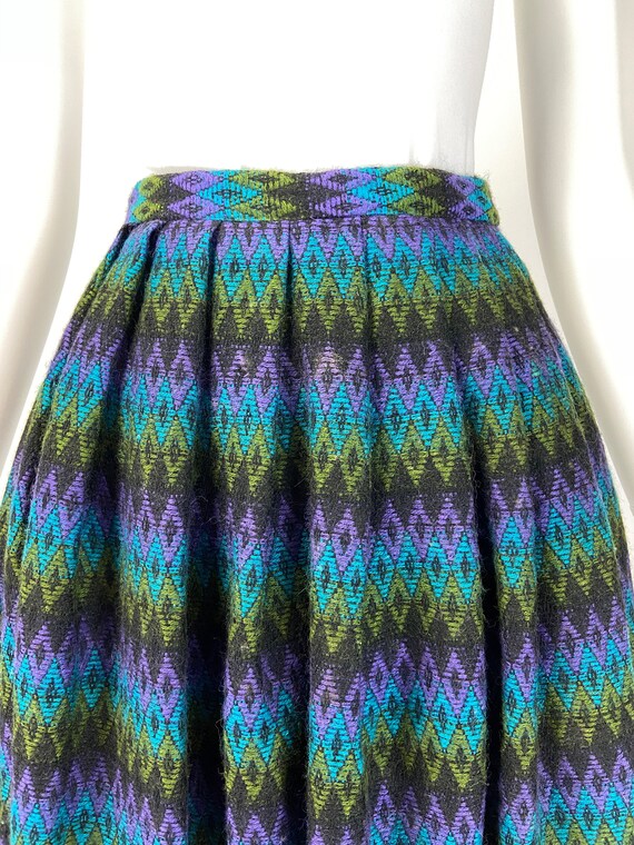 Vintage 50s Wool Skirt, Rockabilly Skirt, Geometr… - image 4