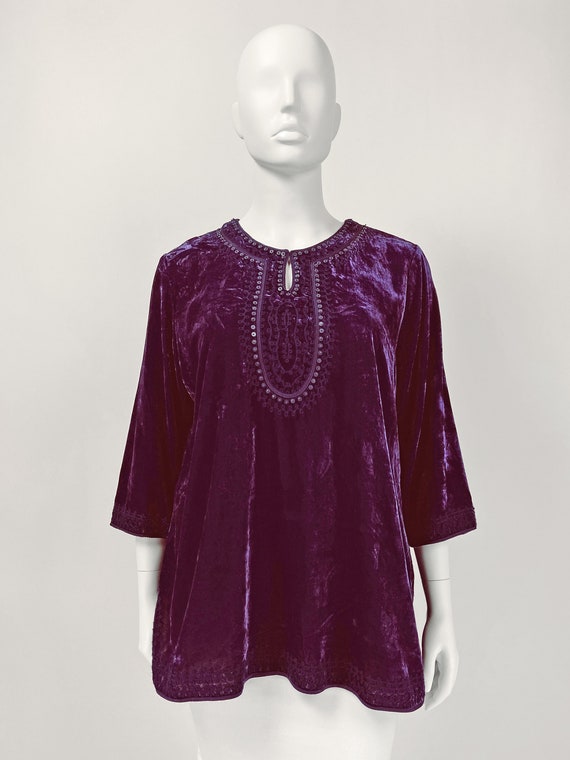 Velvet Tunic Top, Embroidered Tunic Top,  Boho To… - image 2