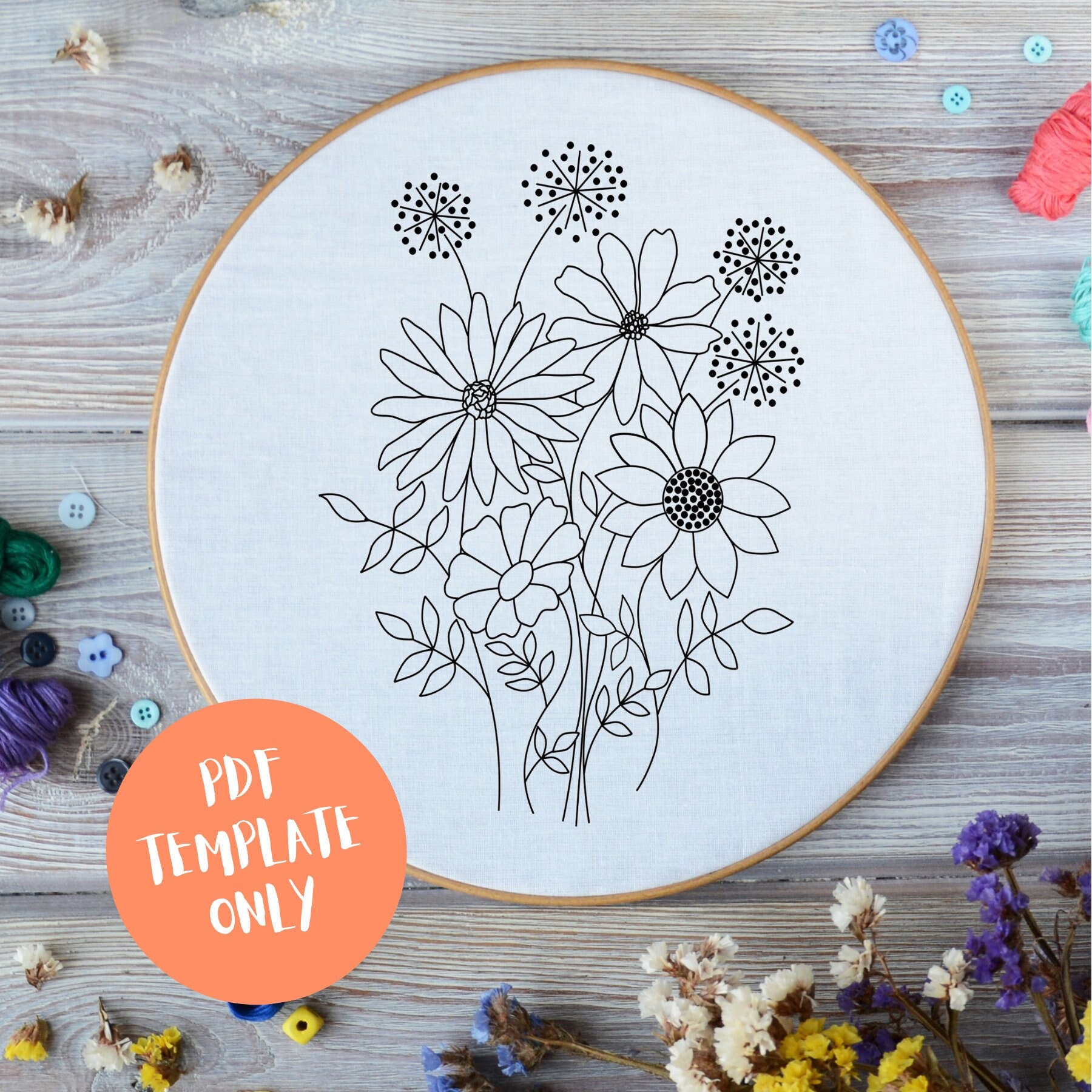 PDF Pattern Template ONLY - Hand Embroidery Pattern Template - Etsy