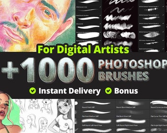 Digital Artist Bundle with More Than +1000 Photoshop Brushes set + Bonus