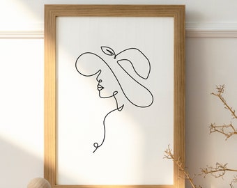 Lady one Line Art Print, Woman Wall Art, Female Figure, sexy lady Line Art, Minimalist female Wall Art, floral Line drawing, Print ready.