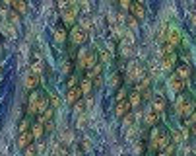 Wilmington Prints Plumage Peacock Feathers 100% cotton 44/45" wide fabric
