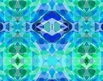 Vibrant Life Digital Kaleidoscope Blue for Clothworks Y3546-90  44" wide 100% Cotton Fabric