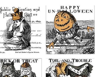 Mad Masquerade Cotton Fabric Panel: Halloween Characters, 24" (#37)