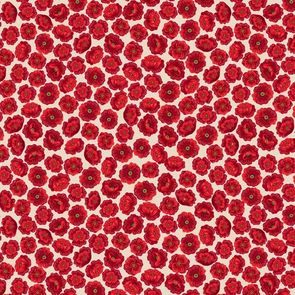 Tiny Poppies on Cream by Lewis and Irene Ltd