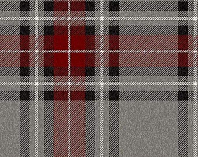 FLANNEL West Creak Wovens Grey & Red Plaid by Northcott W23904-94   44" wide 100% Cotton Fabric