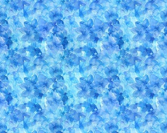 Blooming Day and Night Blue Hydrangea Fabric Jason Yenter In the Beginning Fabrics