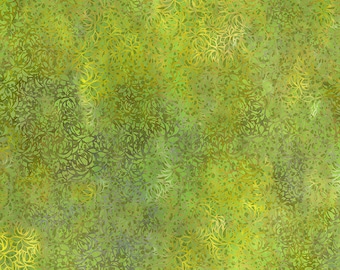 In The Beginning Fabrics Dear Clara Lime Enchant by Jason Yenter Green Batik Style Quilting Cotton