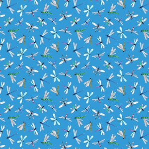 Summer Splash  Dragonflies Blue by Tracey English for Clothworks Y4105