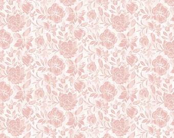 White Owl Fabrics Nature's Serenade Tonal Floral Pink Cotton Quilting Fabric