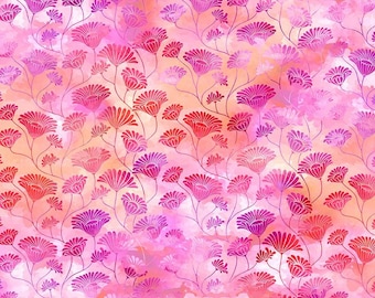 Felicity Sherbet Flower Vines Fabric Pink Floral Jason Yenter In The Beginning Quilting Cotton