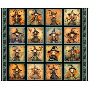 Witchypoo Witch Picture Patches Panel QT Fabrics Morris Creative Group Halloween Quilt Panel Fabric