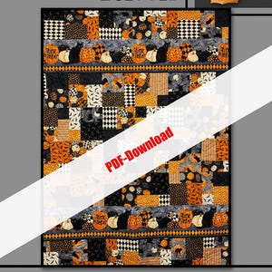 Patch citrouille - courtepointe A Fat Quarter & Border Stripe par Pat Fryer pour Villa Rosa Designs 54 x 72 TÉLÉCHARGEMENT PDF UNIQUEMENT