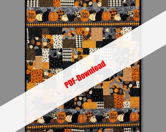 Pumpkin Patch Quilt Pattern: Fat Quarter & Border Stripe (PDF Download)