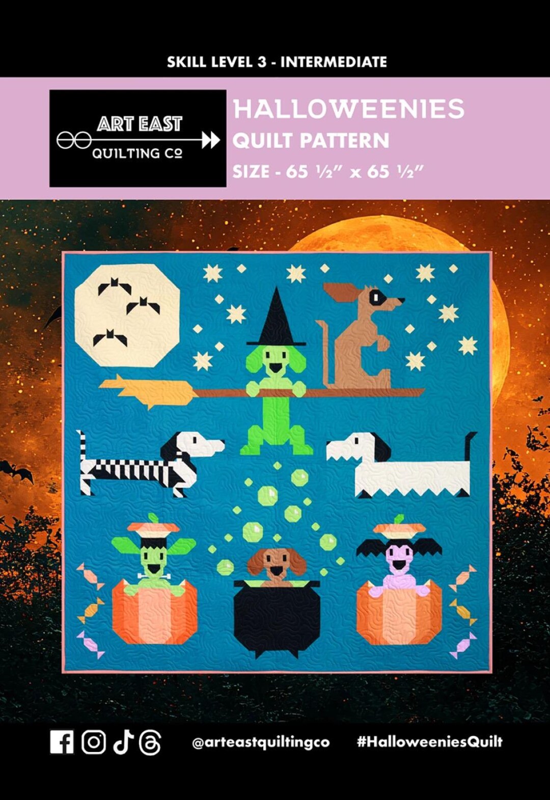 Halloweenies Quilt Pattern Dachshund Halloween Quilt Art East Quilting ...