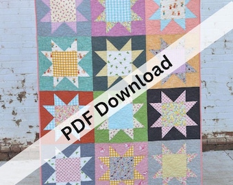 Amelia Star Quilt 52"x70" Pattern by Running Doe for Villa Rosa Designs