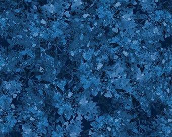 Wilmington Prints Mirage Navy 108 Wide Back Quilt Backing Fabric Blue Floral Blender Cotton Fabric