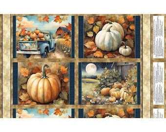 Glorious Fall Placemat Panel: Autumn Barns & Pumpkins, 24" Wilmington Prints (#13)