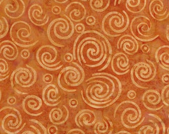 Island Batik Bloom Grove Spiral Gold Acorn Batik Fabric