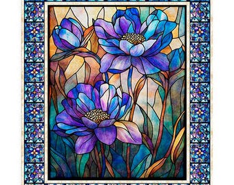 Mosaic Blooms Floral Panel 36 Inch QT Fabrics Morris Creative Group (#26)