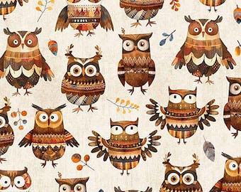 QT Fabrics BearsVille Owls Woodland Fabric Yardage