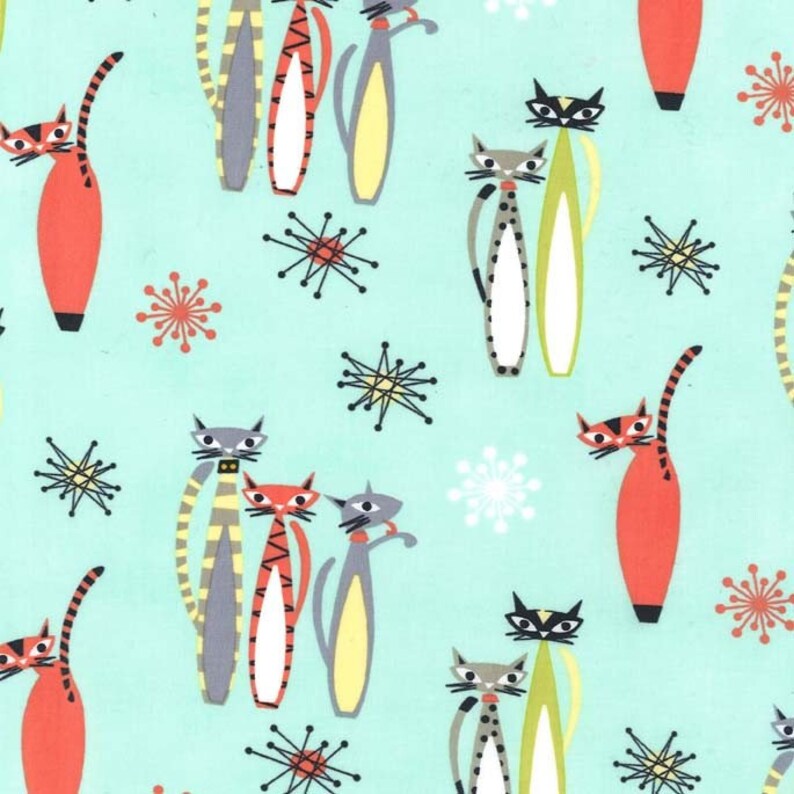 Atomic Tabby by Michael Miller PC6297 100/% Cotton 4445 Wide